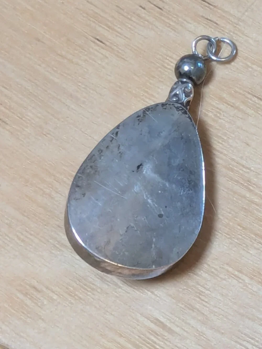 Vintage Mexican Teardrop Pendant Artisan Silver Blue Stone Taxco Style 6.89g